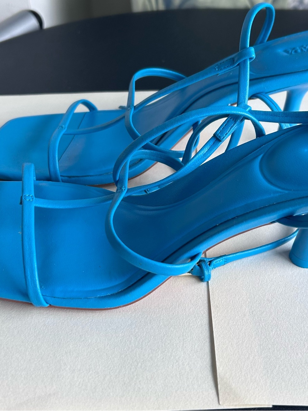 Zara Bright Blue Strappy Square-Toe Sandals - Picture 3 of 5